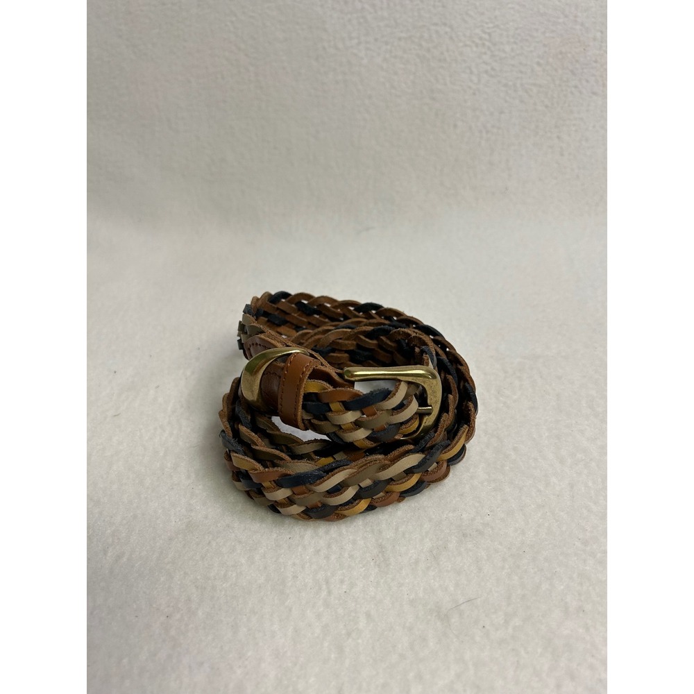 Boho Western Genuine Leather Womens 2X Brown Braided Woven Belt
